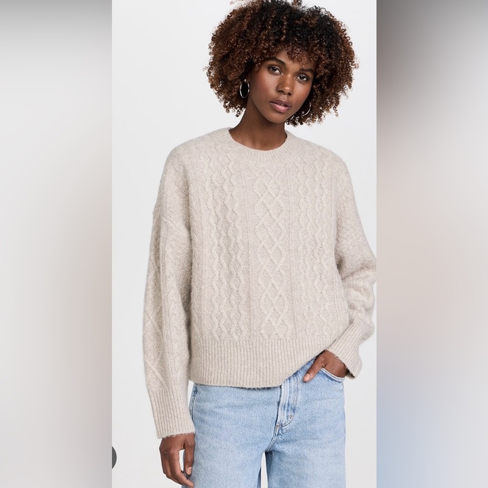 Favorite Daughter oversized cream Cable Sweater chunky knit cashmere wool